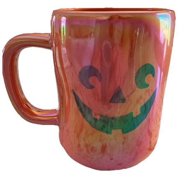 RAE DUNN Halloween LL "TRICK OR TREAT" Orange Two Sided Mug Jac-o-lantern - Picture 2 of 5